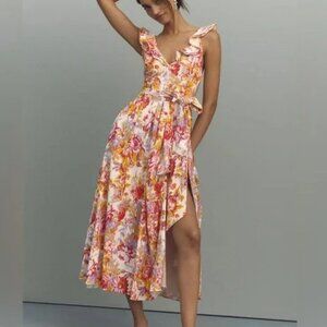 BHLDN Midi Floral Belted Dress s
